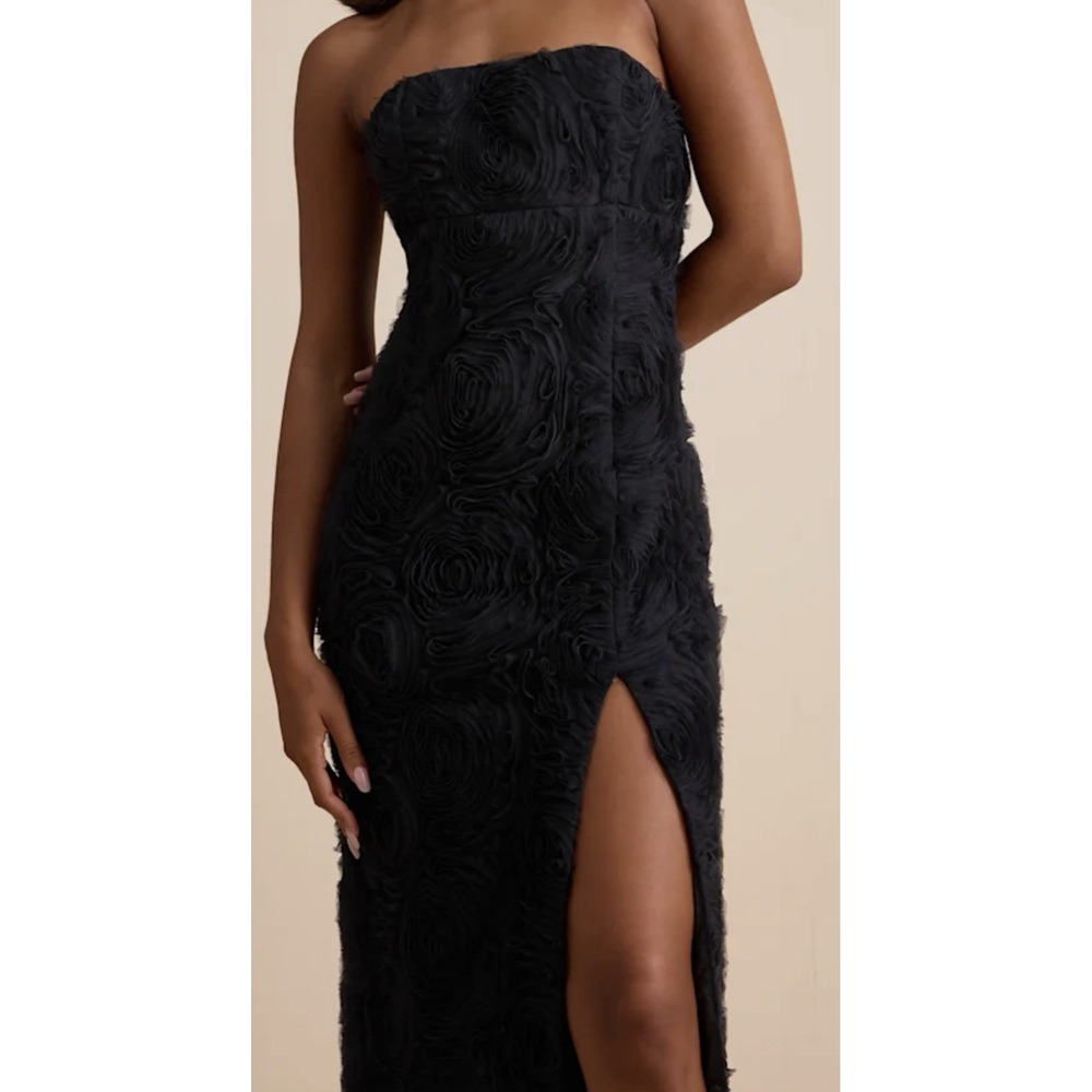 Lulus Amalia Black Textured Strapless Maxi Dress Size Medium